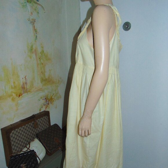 Cooper By Trelise Dress Women's Pale Yellow Embroidered Boho Cottagecore Cotton - Picture 5 of 7